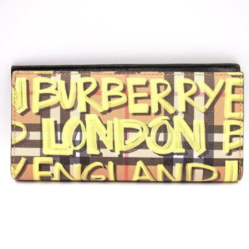 Burberry Multicolor Graffiti Check Wallet Yellow Alphabet